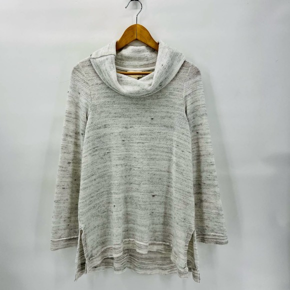 Anthropologie x Maeve Womens Risa Hacci Tunic Small Heather Gray White Cowl Neck - Picture 7 of 12